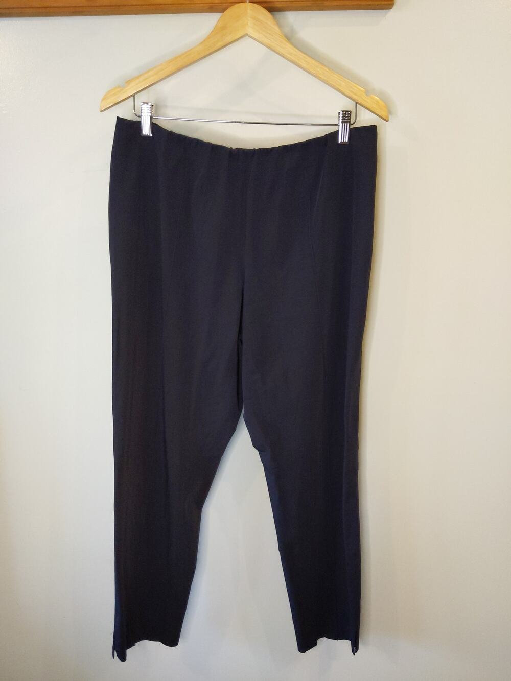 Basler German Designer Black Wide Leg Cropped Pants Elastic Waist Size L